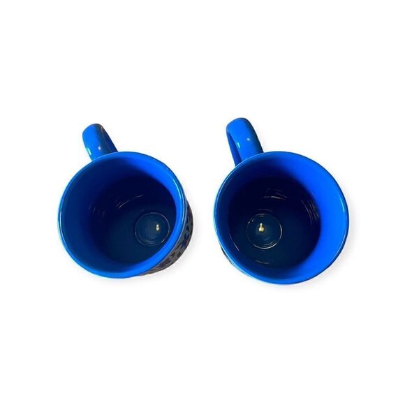 2 Steinberg Designs LLC Coffee Tea Mug w Pedestal Base in Blue With Florals - Picture 5 of 9